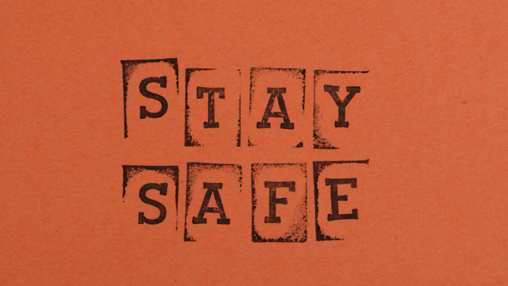 an orange background with the words safe written on it